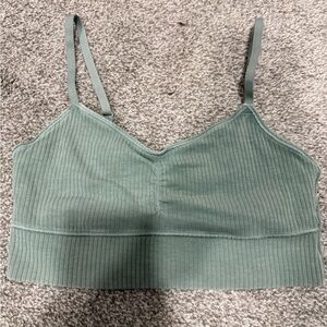 Offline by aerie Ribbed Bandeau Top - Soft Green/ sports bra